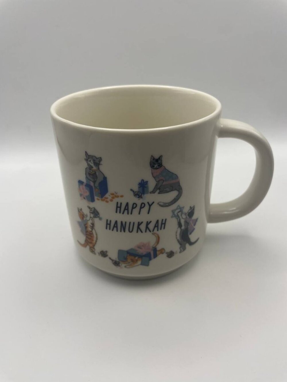 Threshold Happy Hanukkah Cats Mug | Whimsical Holiday Stoneware Drinkware